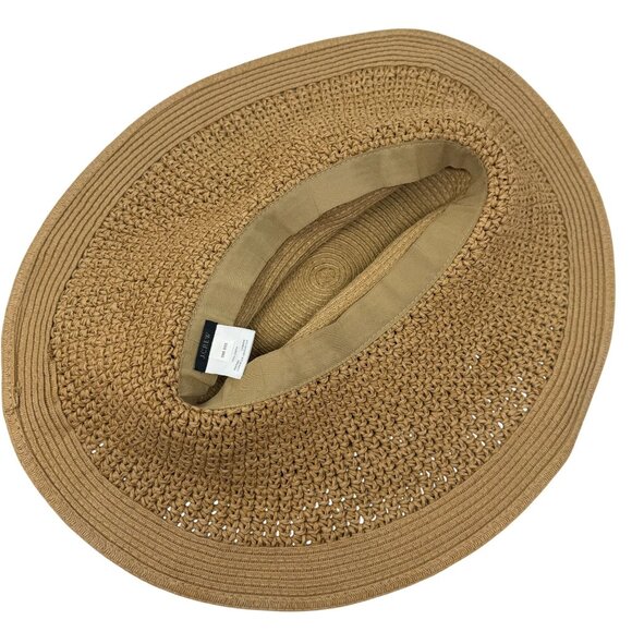 J. Crew Hat O/S Natural Paper Tan Wide Brim Sun Beach Pool Resort Packable Flop - Picture 7 of 10